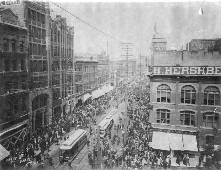 1st Avenue from Cherry St., looking north, Seattle, 1890