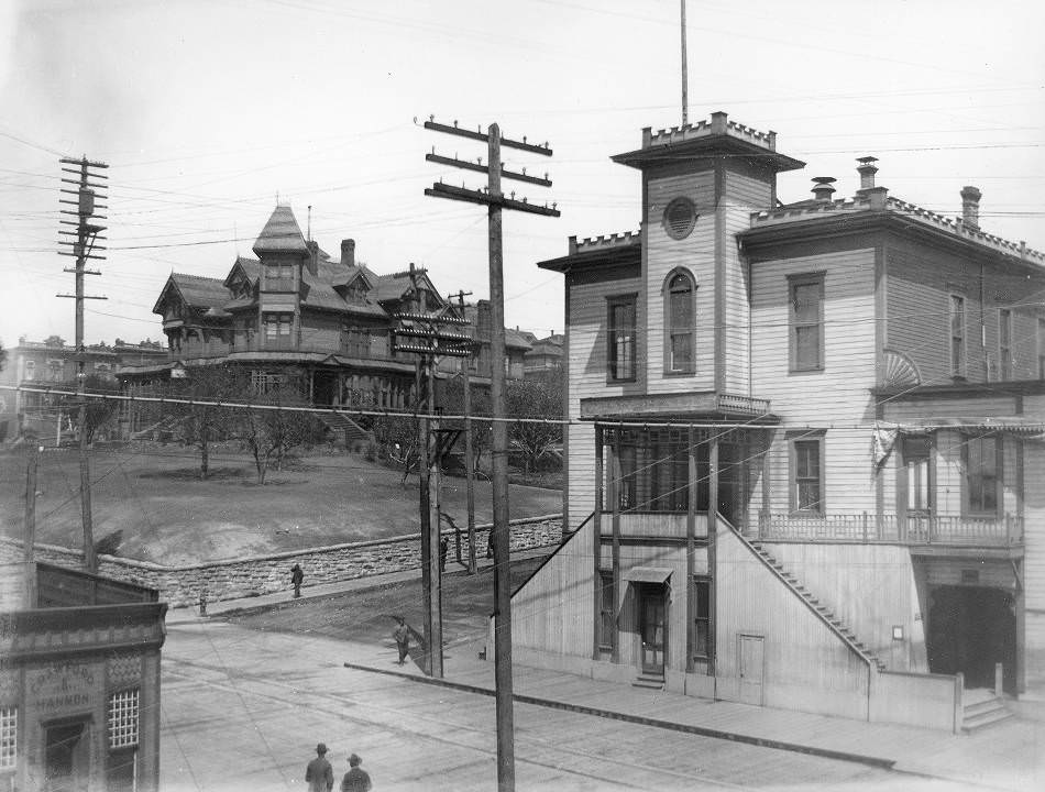 Seattle city hall and police headquarters, 3rd Ave. south of Jefferson Street, 1896