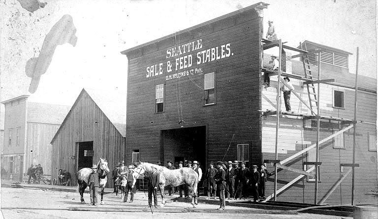 Seattle Sale and Feed Stables, corner of 4th Ave. and Jackson Street 1889