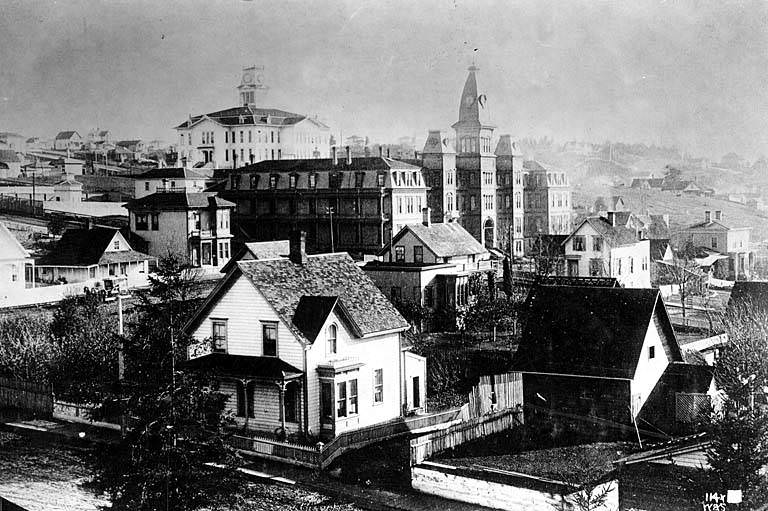 Seneca St. and 4th Ave., looking southeast, 1887