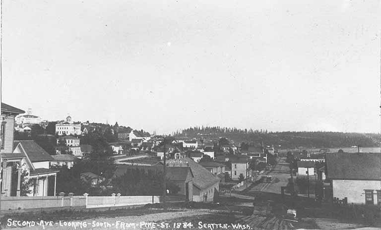2nd Ave., looking south from about Pine St., Seattle, 1884