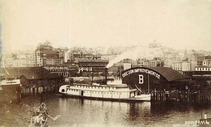 Waterfront in the vicinity of Main St., Seattle, 1892.