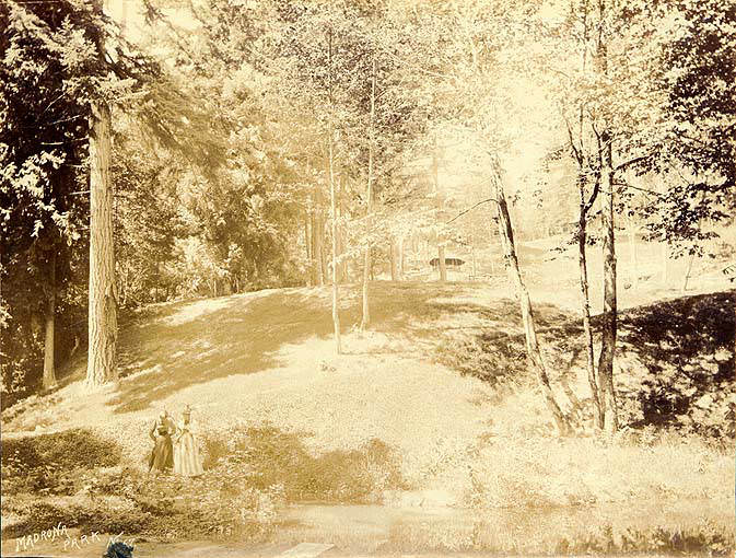 Two women promenading in Madrona Park, Seattle, 1890