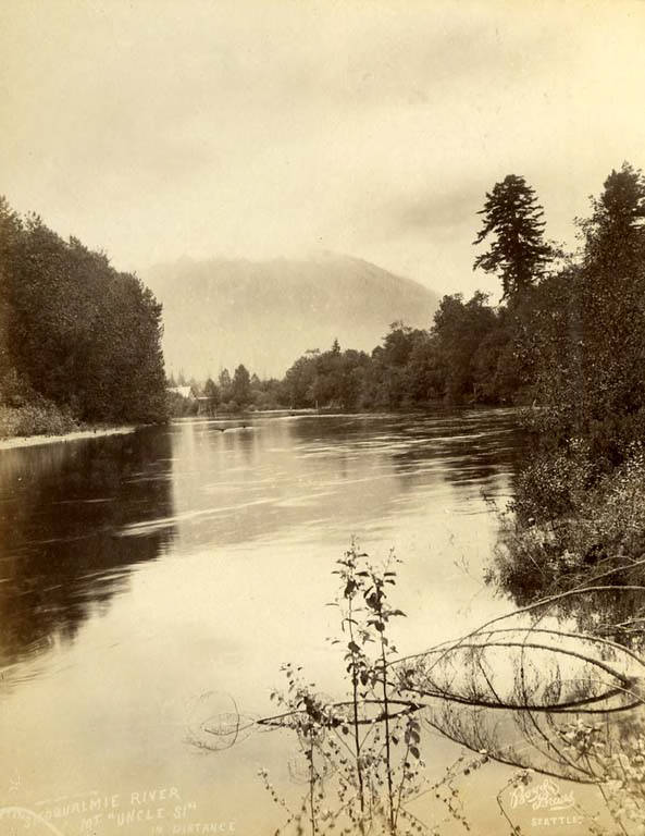 View of Snoqualmie River, with Mt. "Uncle Si" in distance, 1889