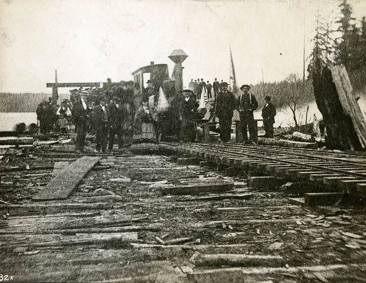 First trip of Seattle Coal Company railroad, December 1871