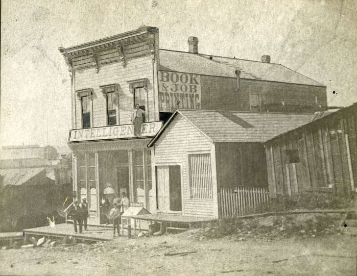 Intelligencer Office near 1st Ave. and Cherry Street, 1876