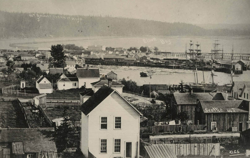 View from 1st Ave. and Pike St. looking south 1878.