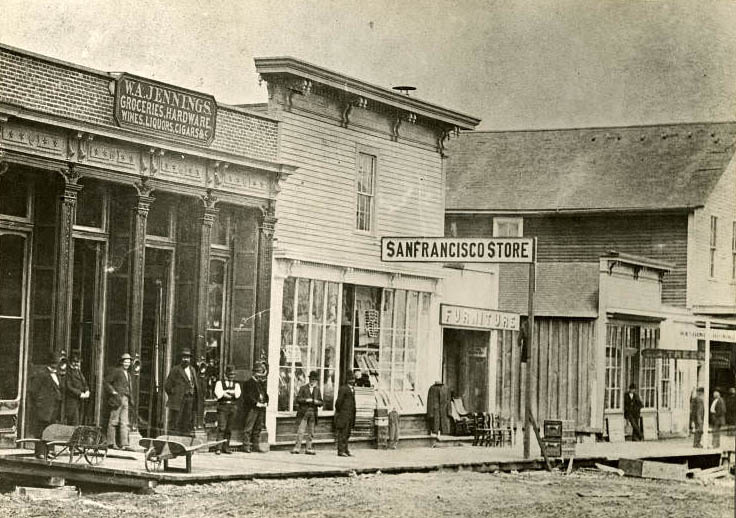 View NW on 1st Ave. S. from S. Main Street, 1870