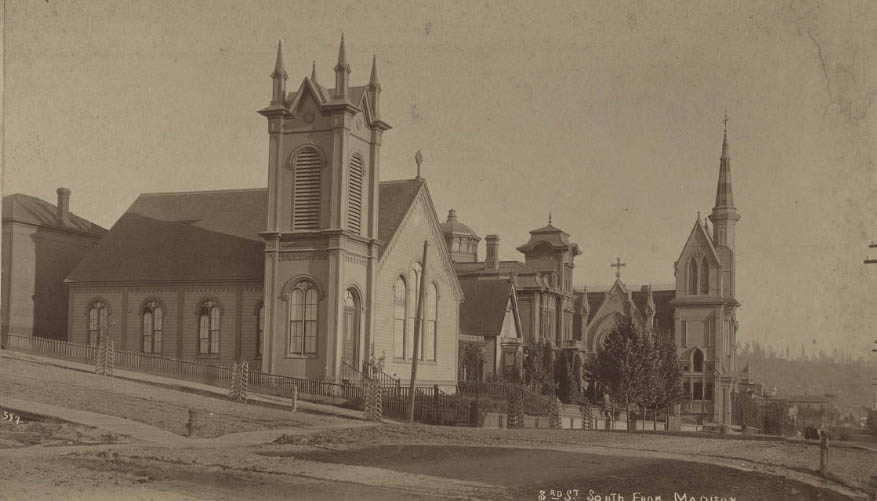 First Presbyterian Church at 3rd Ave. and Madison Street, 1889