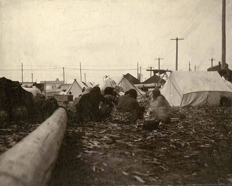 Native American camp on Ballast Island, 1880