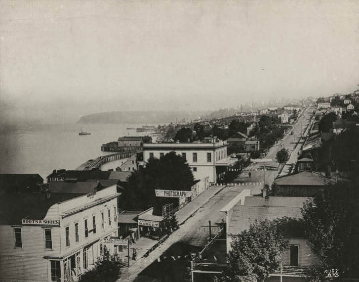 View north from 1st Ave. and Madison Street, 1885