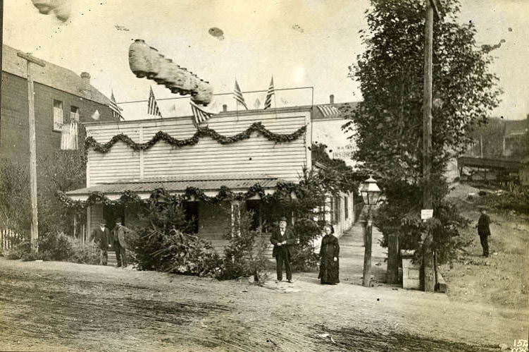 Yesler House at 1st Ave. and James Street, 1883