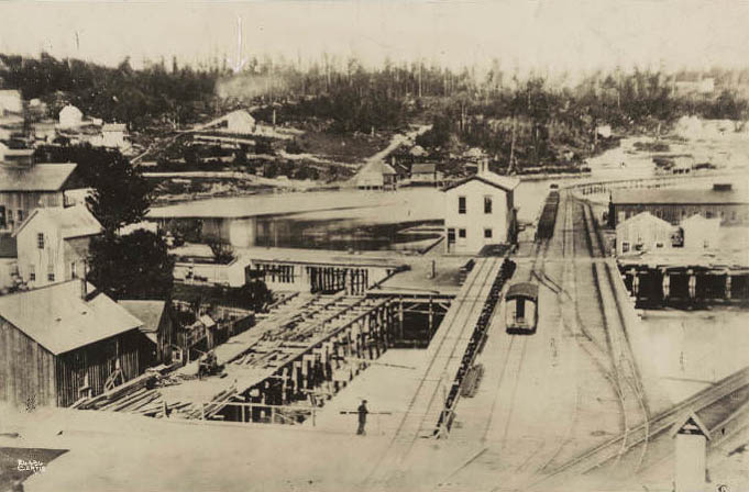 Columbia and Puget Sound Railroad Depot and Machine Shop, 1880