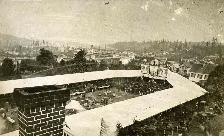 Barbeque enclosure for Henry Villard's visit, September 12, 1883