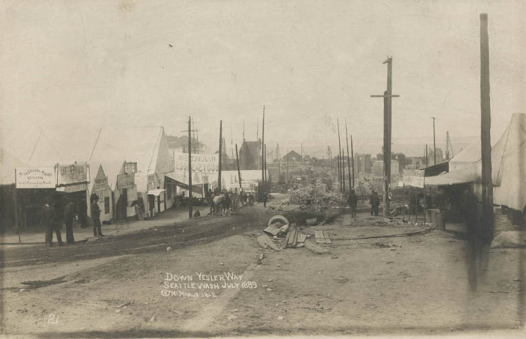 3rd Ave. and Jefferson St. after the fire, July 1889