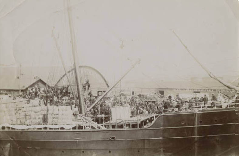 Boat loading for Alaska, 1897
