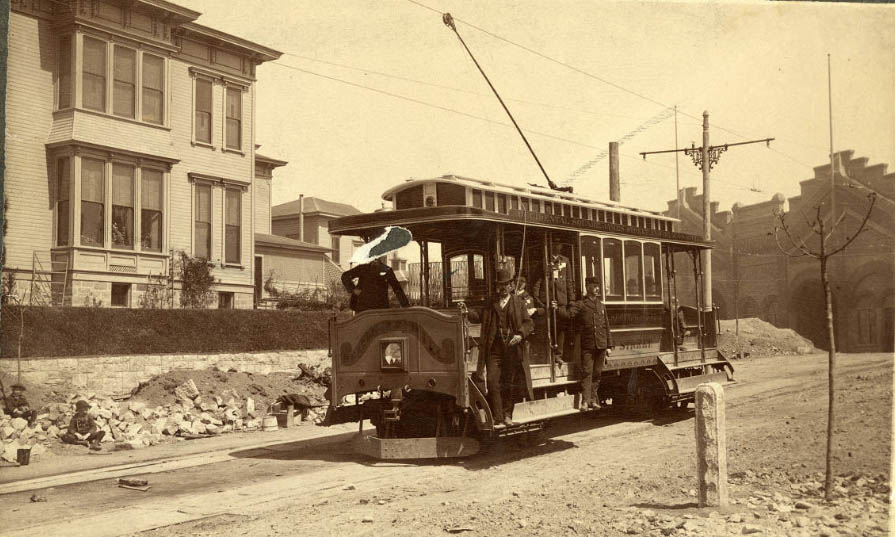 First car on James St. Line at 12th Ave., 1890