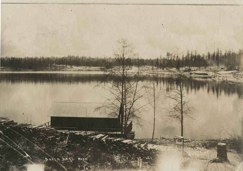 Green Lake and Phinney's Boathouse from Woodland Park, 1891