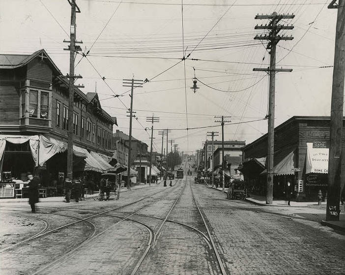 Pike St. looking east from 5th Avenue, 1890