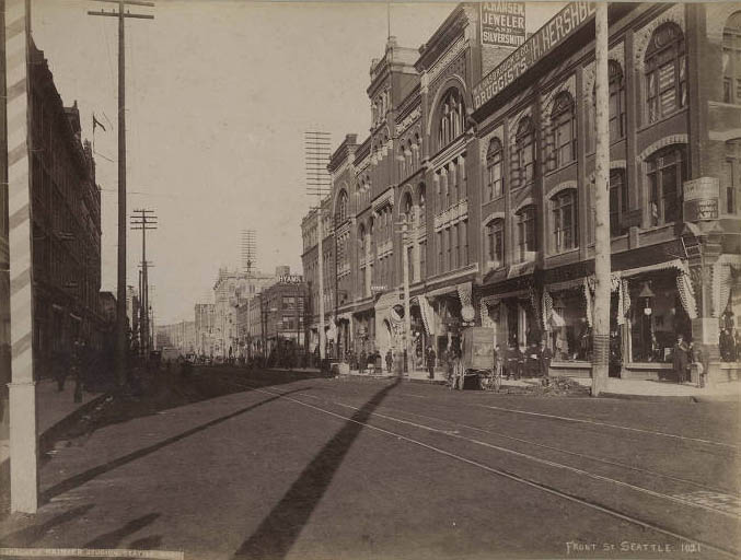 View north from 1st Ave. and Cherry St., Seattle, 1890