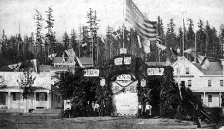 Fourth of July Pavilion, Pioneer Place, Seattle, 1870