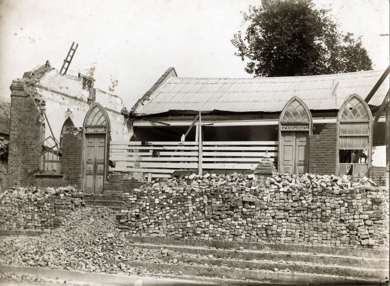 Edmanson Hall after the earthquake, Kingston, Jamaica, 1907