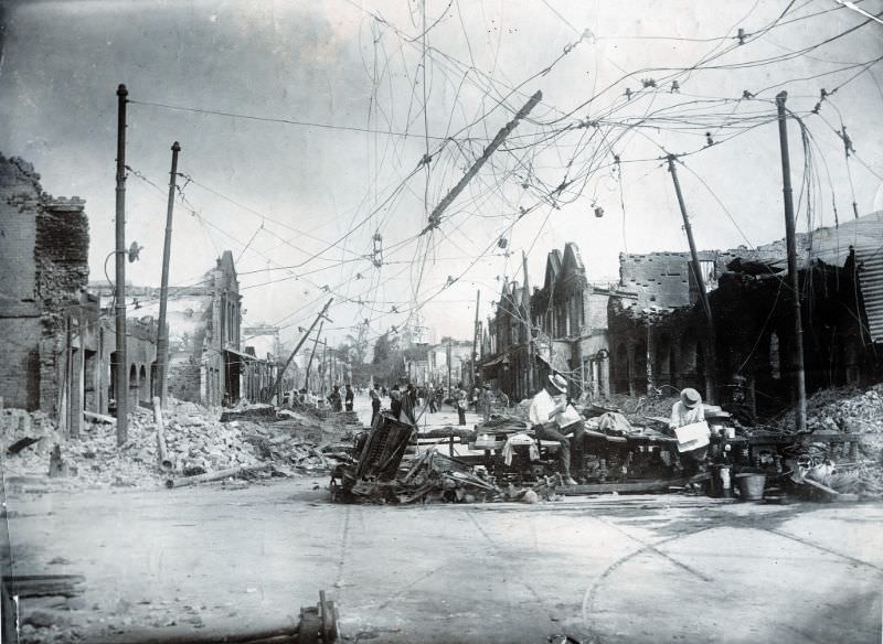 Corner of King and Harbour Streets taken 8 days after the disaster, Kingston, Jamaica, 1907