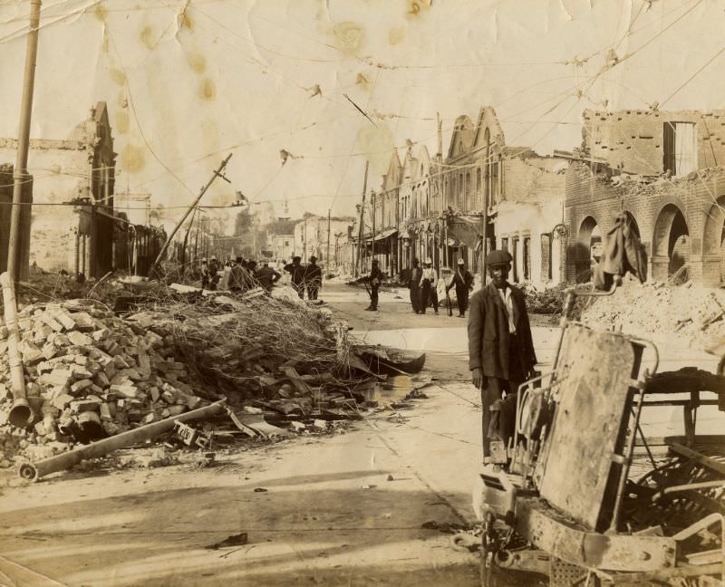 Corner of King and Harbour Streets taken 8 days after the disaster, Kingston, Jamaica, 1907
