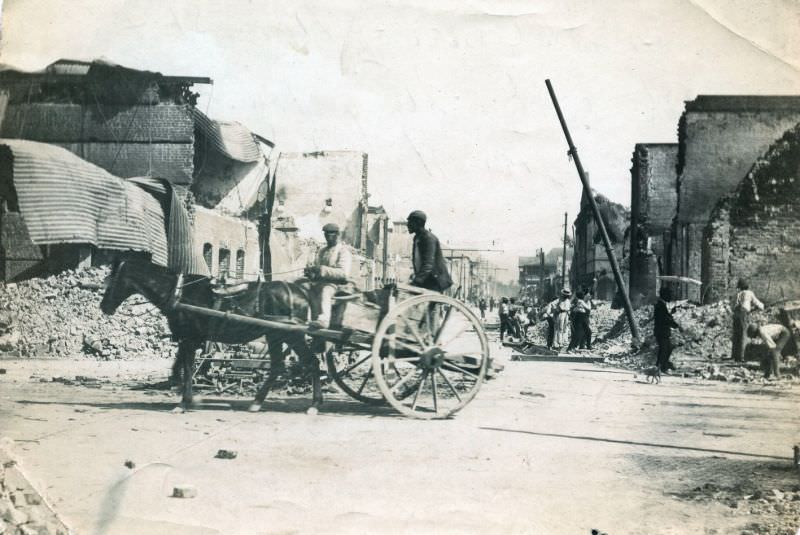 Corner of King and Harbour Streets taken 8 days after the disaster, Kingston, Jamaica, 1907