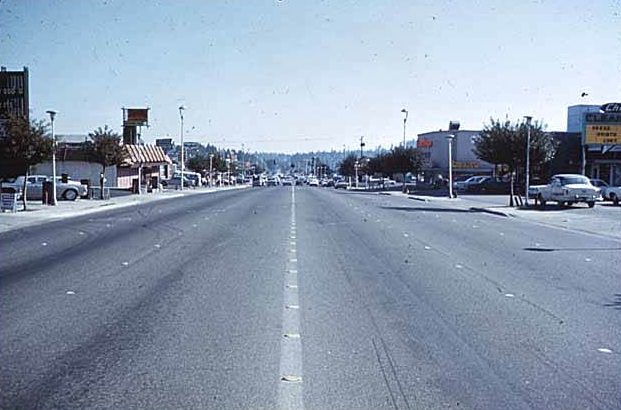 Bellevue Way looking south, Bellevue, 1969