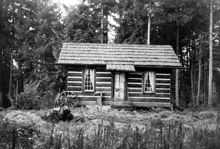 Burrows family log cabin, Killarney (now Bellevue), Washington, 1940