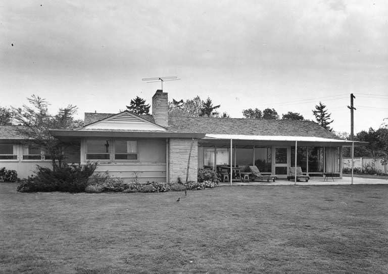 Clark residence from back patio, Bellevue, Washington, April 25, 1952