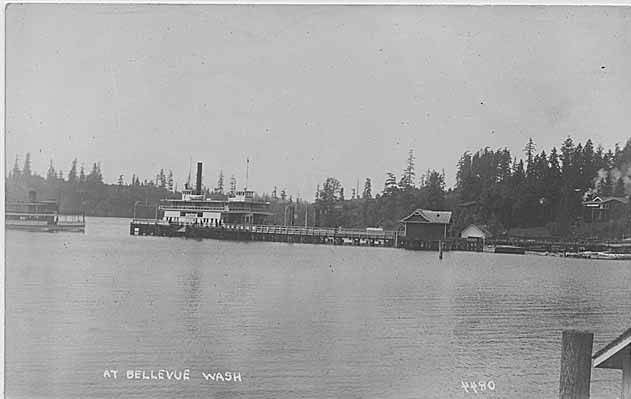Ferry Leschi at Bellevue ferry dock with the Triton approaching, Bellevue, 1917