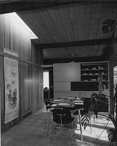 Fleming residence interior showing dining area, Bellevue, Washington, 1953
