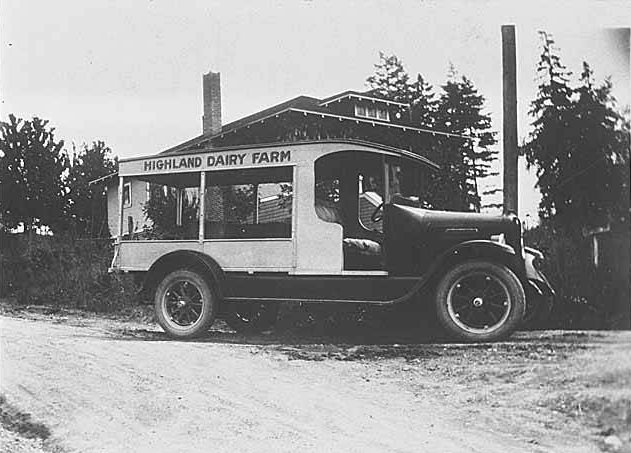 Highland Dairy Farm truck, Bellevue, 1900s