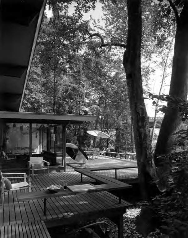 Martin Rind house, exterior view of deck, Bellevue, Washington, August 1957