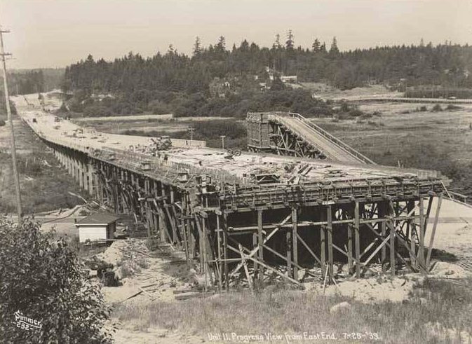Mercer Slough bridge construction, July 28, 1939