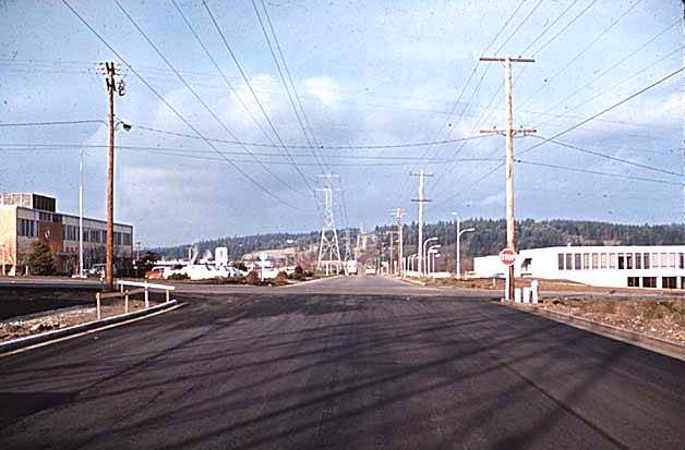 NE 12th Street and 124th Avenue NE looking north, Bellevue, 1969