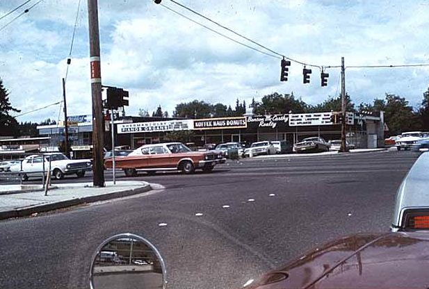 NE 8th Street and 108th Avenue NE looking north, Bellevue, 1969