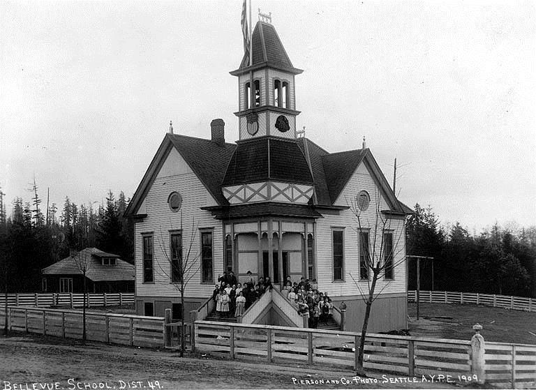 The old Bellevue schoolhouse, 1909.