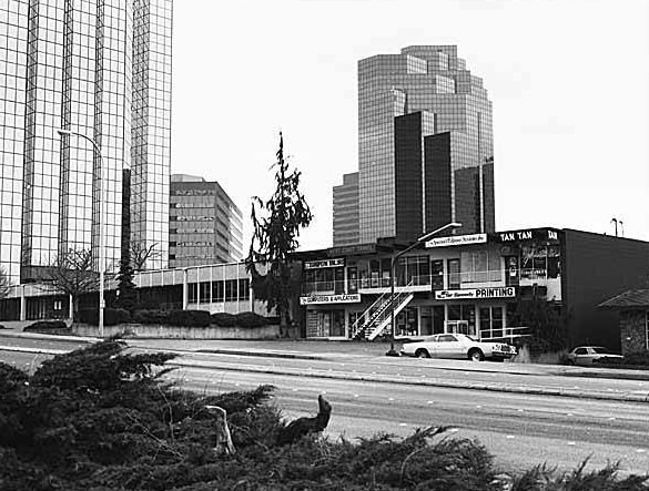 Shopping center on NE 8th Street, Bellevue, February 15, 1987