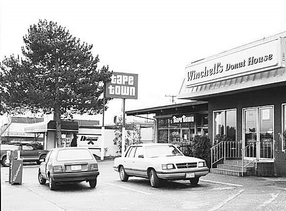 Winchell's Donut Shop and Tape Town, Bellevue, February 15, 1987