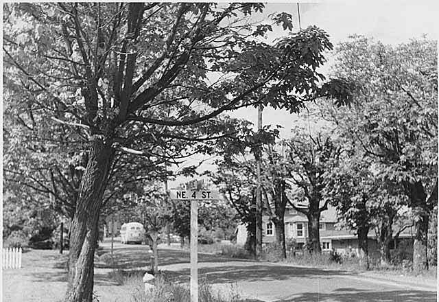 100th Avenue NE looking northeast from NE 4th Street, Bellevue, May 1959