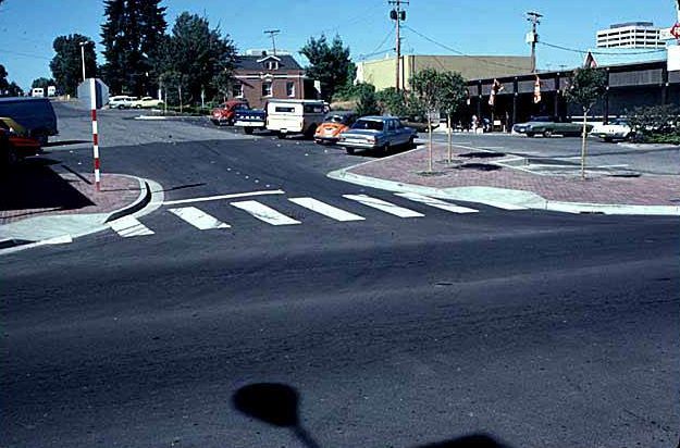 103rd Avenue NE and Main Street looking northeast, Bellevue, 1969