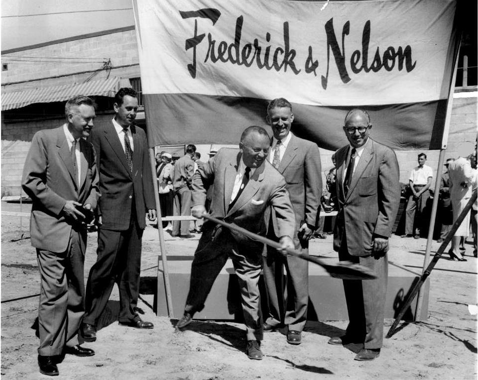 Ground breaking for the Fredrick & Nelson store at Bellevue Square, 1955.