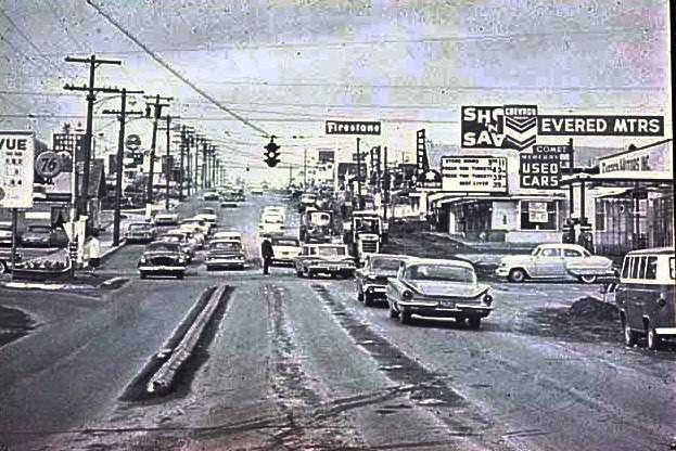 Bellevue's Main Street and Bellevue Way looking north, 1965.