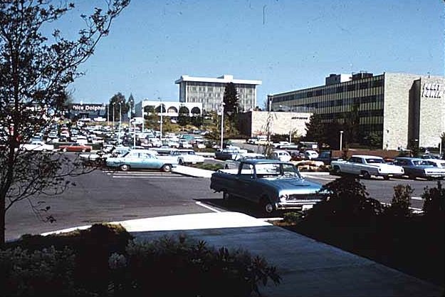 106th Avenue NE and NE 6th Street looking east, Bellevue, 1969