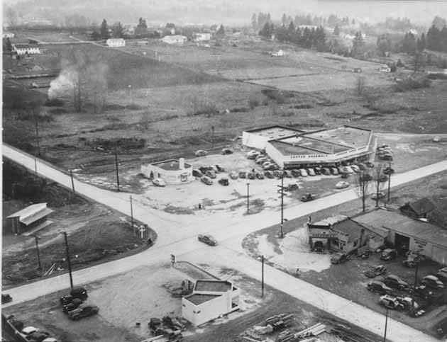 Aerial of NE 8th Street & Bellevue Way, Bellevue, 1937