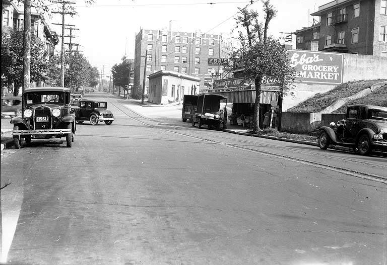 Bellevue Ave., looking north from about Olive Way 1931