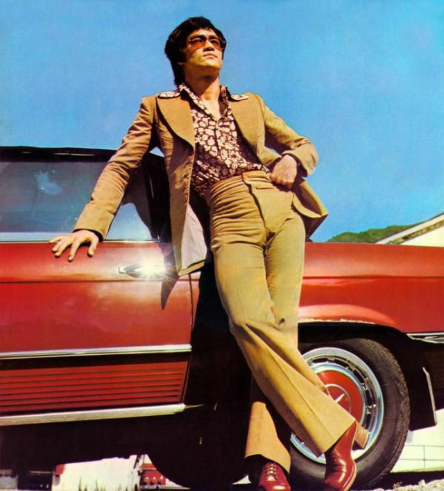 Bruce Lee Posing with his Iconic Red Mercedes Benz, 1972